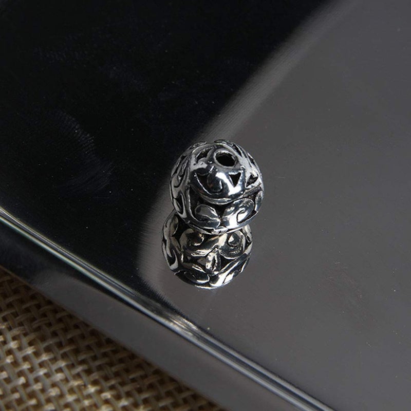 Wixine 20Pcs 12mm Tibetan Silver Carved Patterned Hollow Connector Round Spacer Charm Beads - Image 3